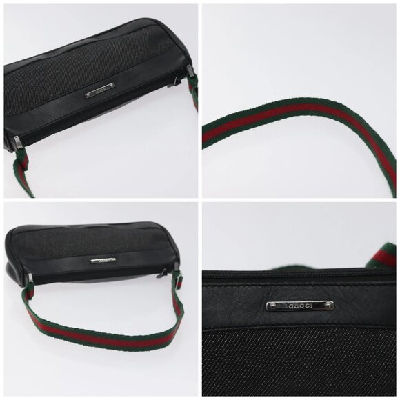 GUCCI Web Sherry Line Accessory Pouch Canvas Red Black 92820 Auth BA3614 - Picture 16 of 16